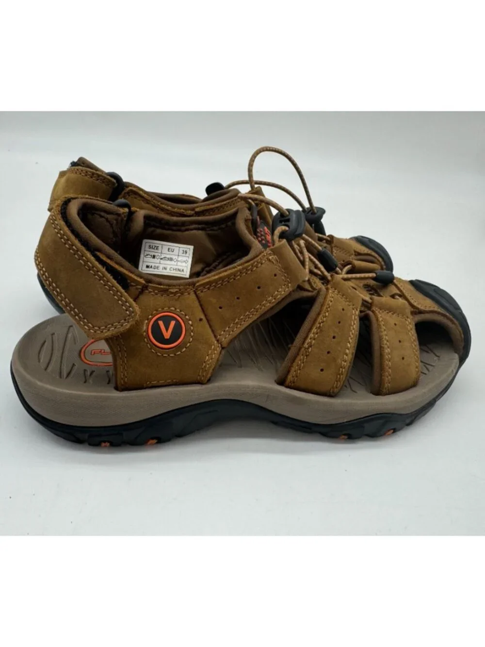 Flarut Mens Closed-Toe Outdoors Hiking Sports Sandals Size EU 39 Brown Suede